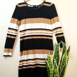 Long sleeve stripped sweater dress